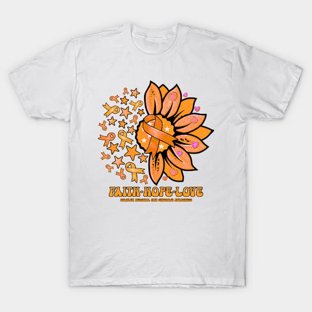 Complex Regional Pain Syndrome Awareness - Faith love hope sunflower ribbon T-Shirt by Susan chanel